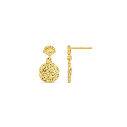 Mini shell & molten coin earrings