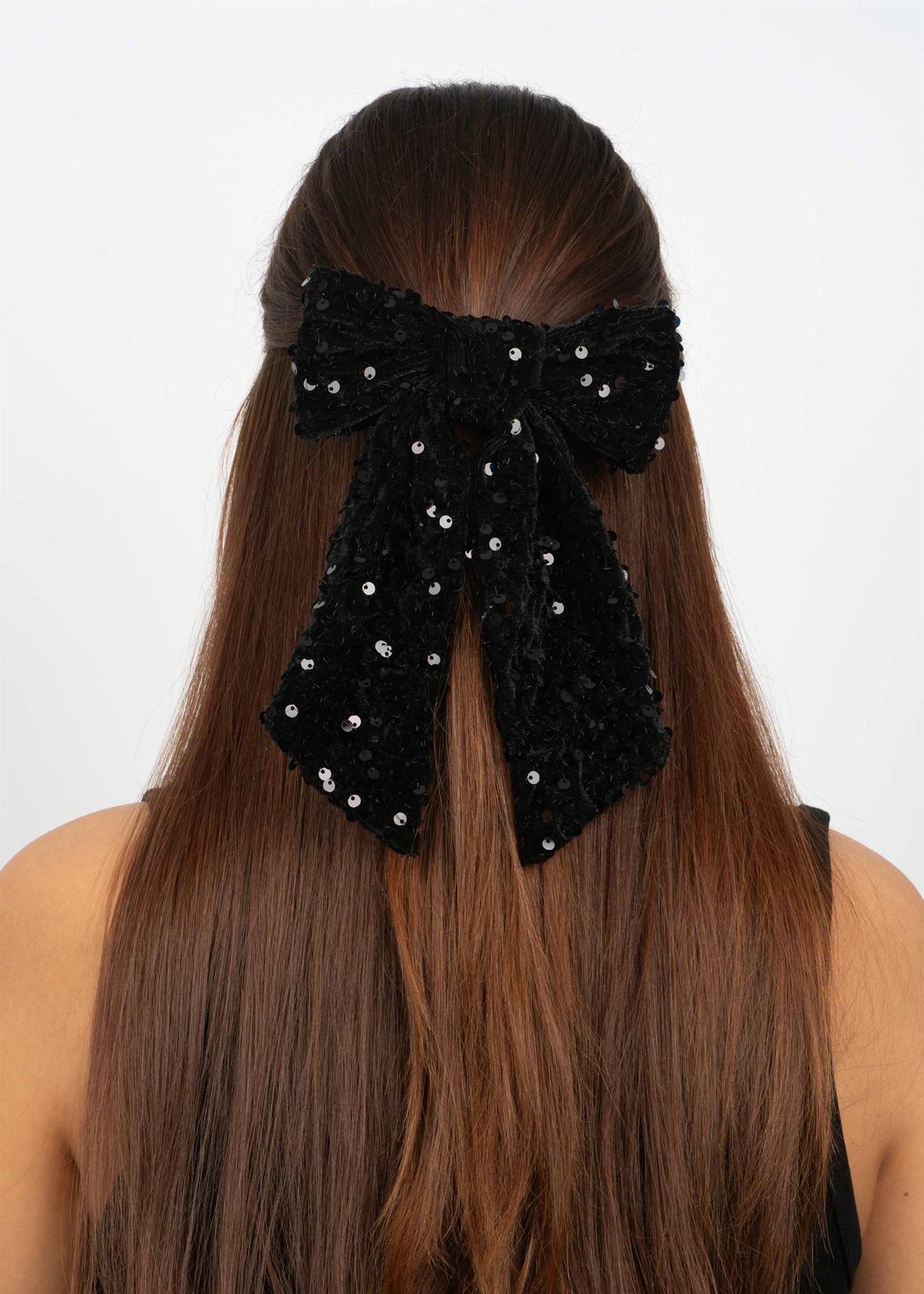 Anne Sequins Bow - Black