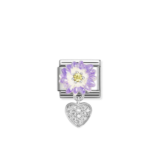 LINK, PURPLE FLOWER, HEART PENDANT