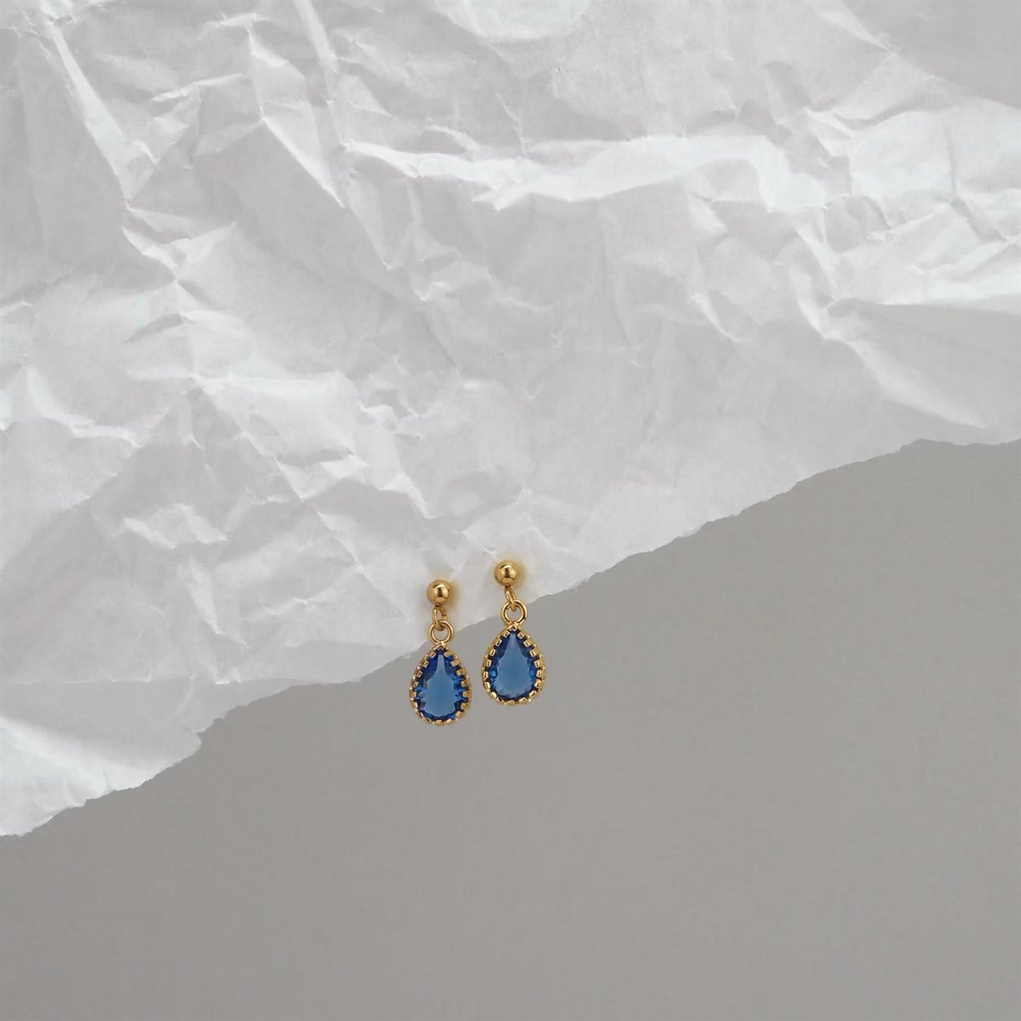 Blue Rain Drop Stud