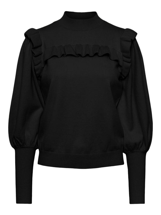 YASJUM LS KNIT PULLOVER - BLACK