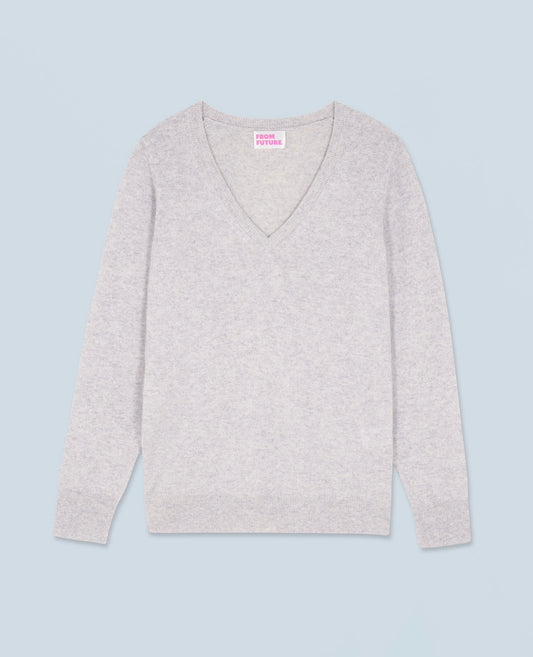 V-Neck Sweater Basic - Light Heather Grey