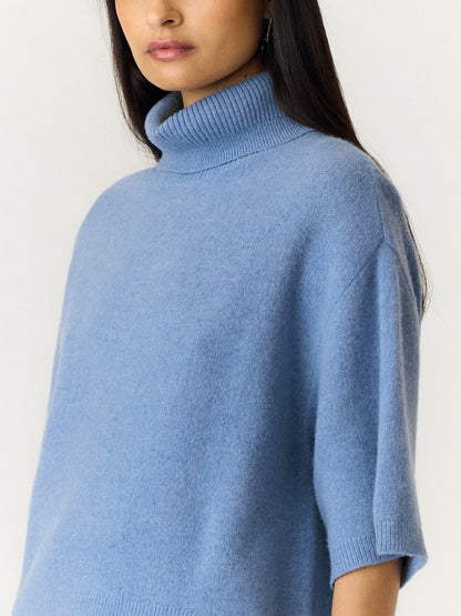 YASEMILIA 2/4 ROLL NECK KNIT PULLOVER - WINDWARD BLUE