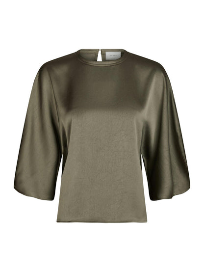 Liora Heavy Sateen Blouse - Cold Army
