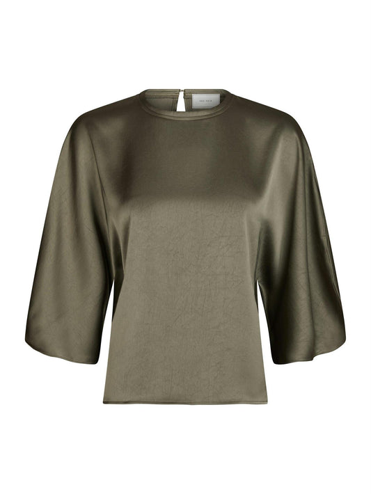 Liora Heavy Sateen Blouse - Cold Army
