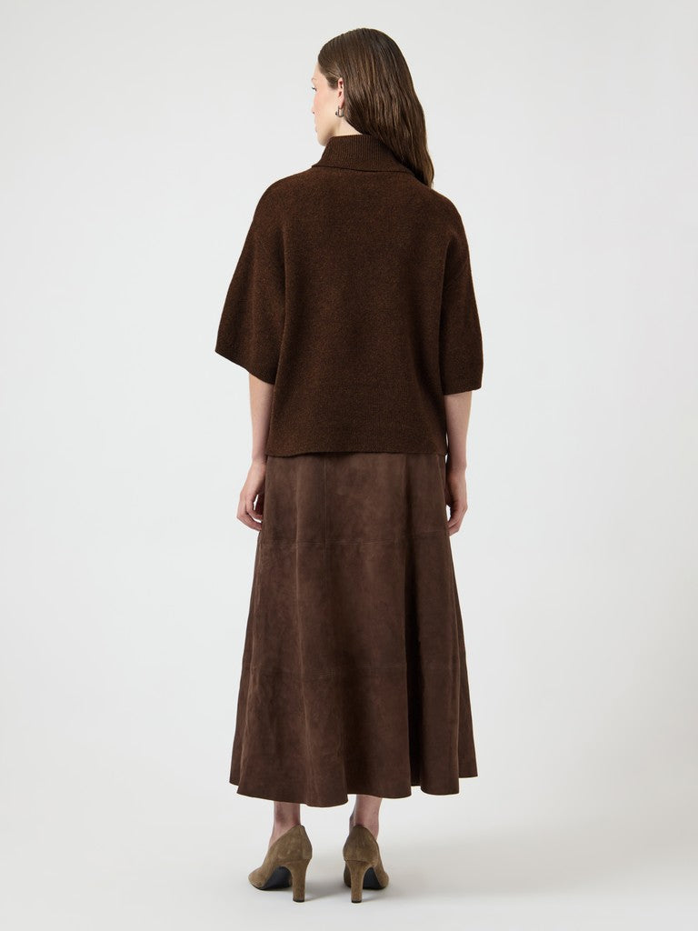 YASEMILIA 2/4 ROLL NECK KNIT PULLOVER - COFFEE BEAN