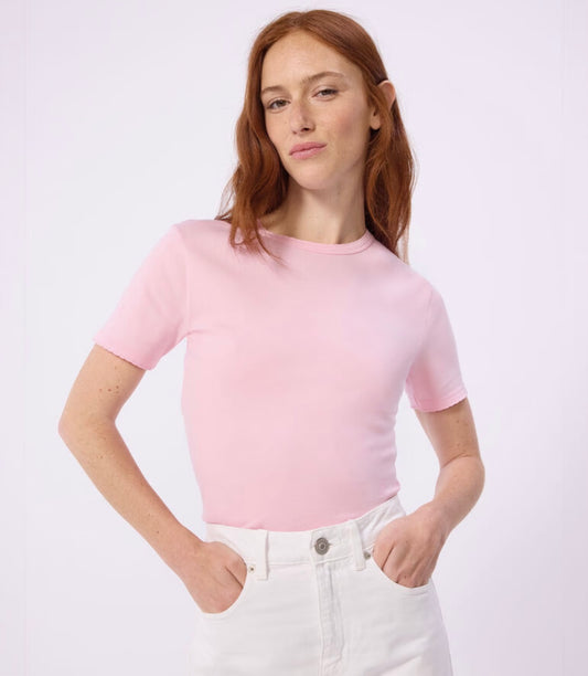 Tee-Shirt Pointelle Round Neck - Bubblegum Pink