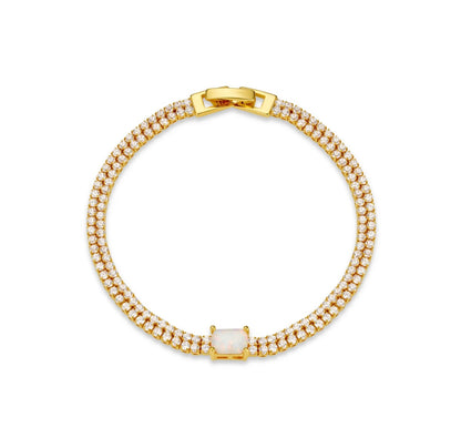 Opal & Crystal Double Row Tennis Bracelet