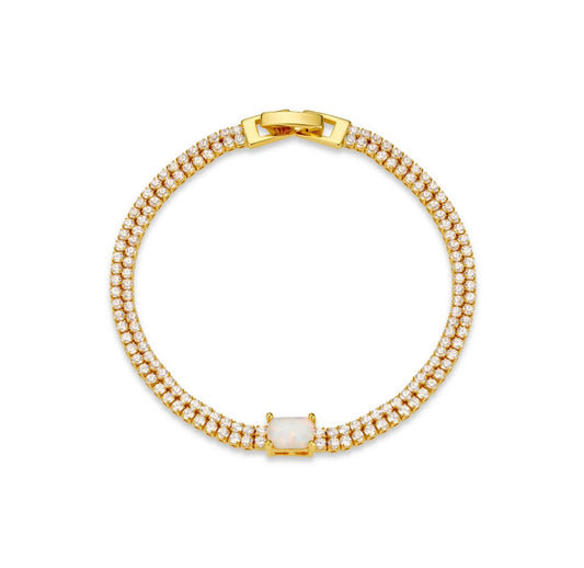 Opal & Crystal Double Row Tennis Bracelet