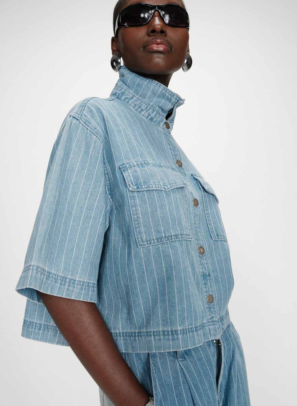 Vita Denim Shirt - Striped Blue