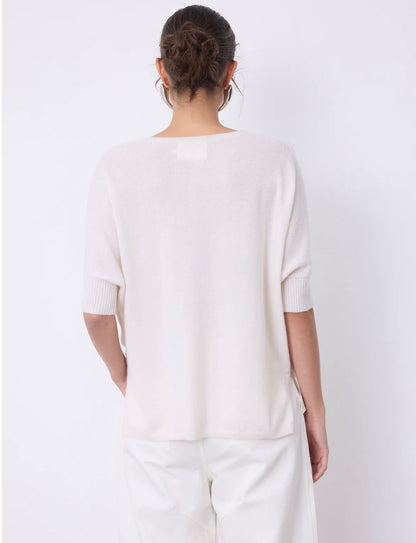 Aimee Cashmere V-Neck - Ecru