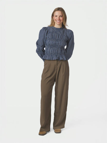 Marcia Check Blouse - Blue