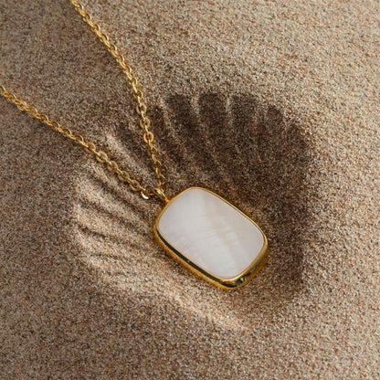 Statement mother of pearl long pendant necklace