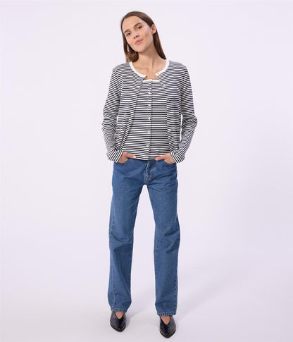 Cardigan Ribbed - Blue/ White