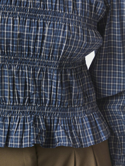 Marcia Check Blouse - Blue