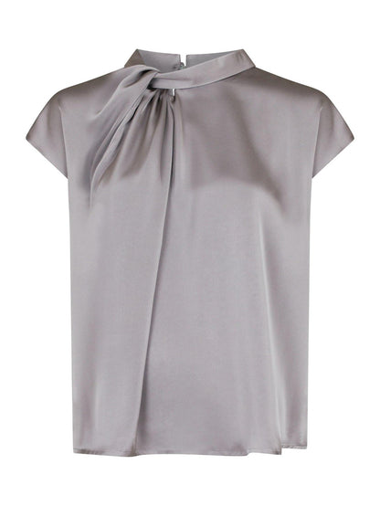 Fleur Drapy Satin Blouse - Grey