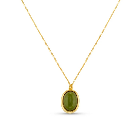 SP green jade charm necklace