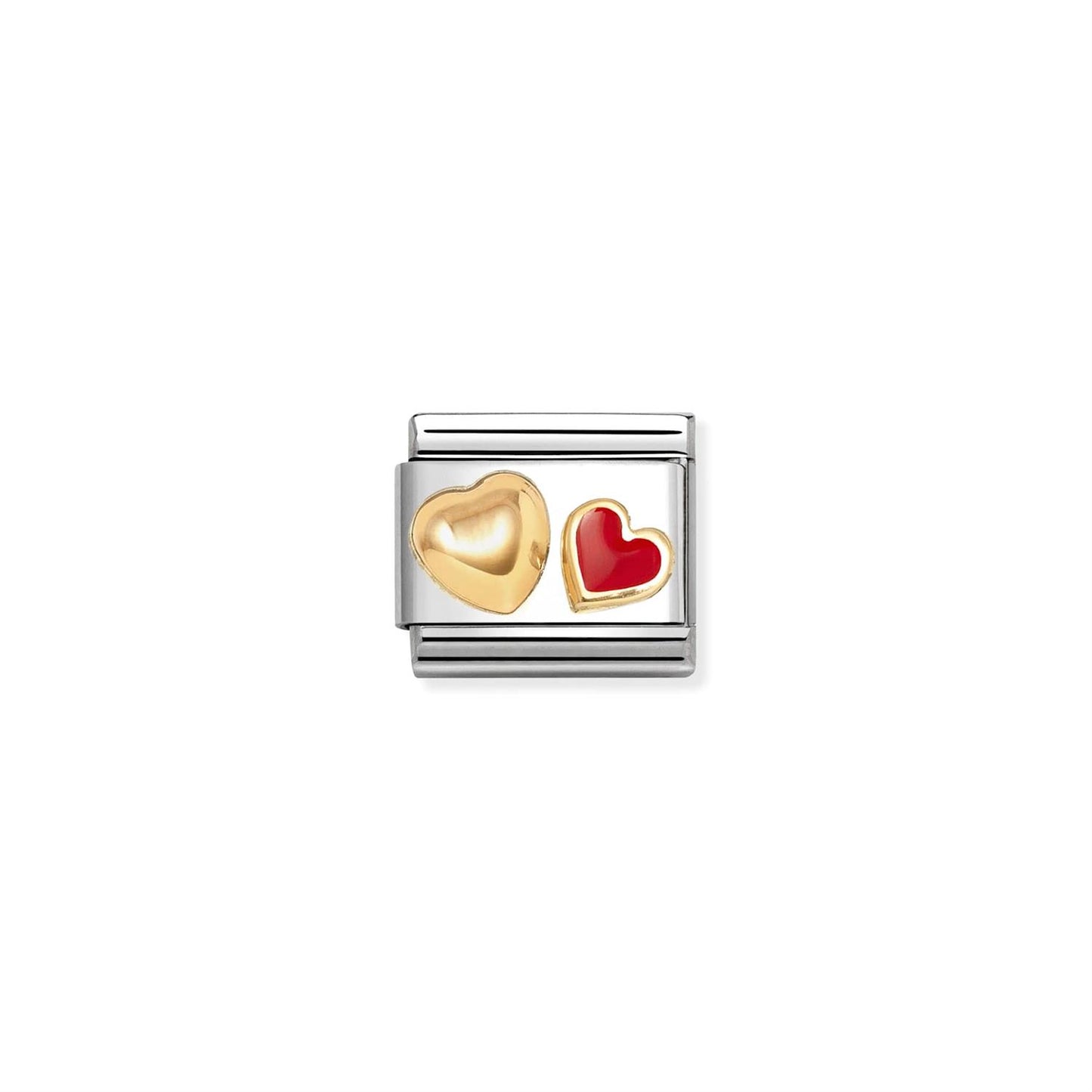 LINK, GOLD ROUNDED HEART AND RED HEART