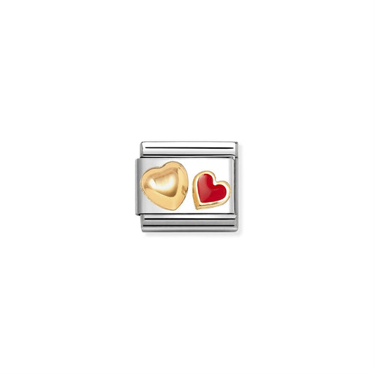 LINK, GOLD ROUNDED HEART AND RED HEART