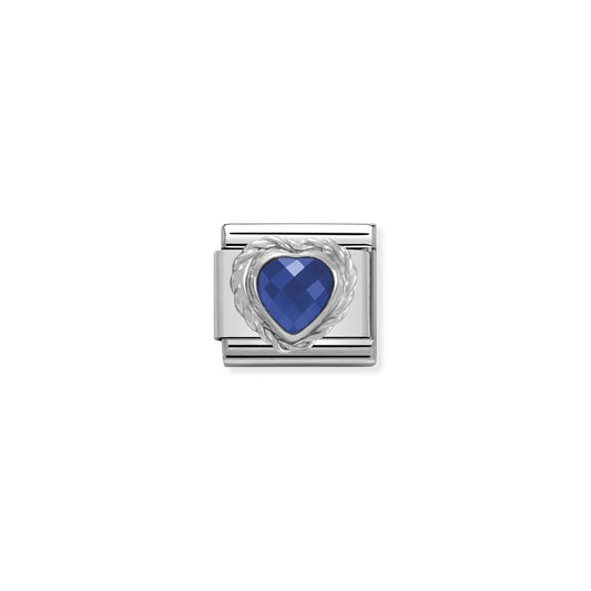 LINK, HEART-SHAPED BLUE STONE