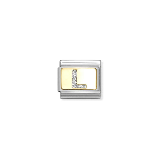 LINK, LETTER L SILVER GLITTER