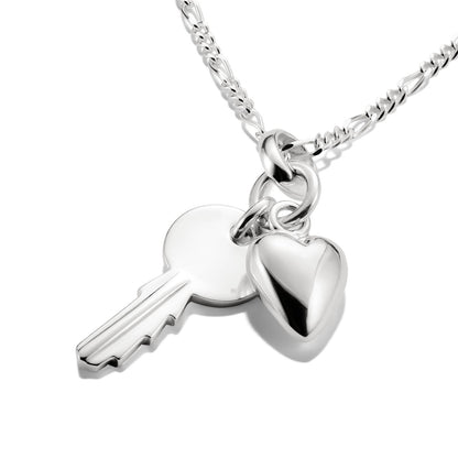 Charm Pendant Key With Heart Connect silver
