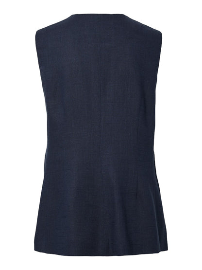 YASGANA LINEN BLEND WAISTCOAT - NAVY BLAZER