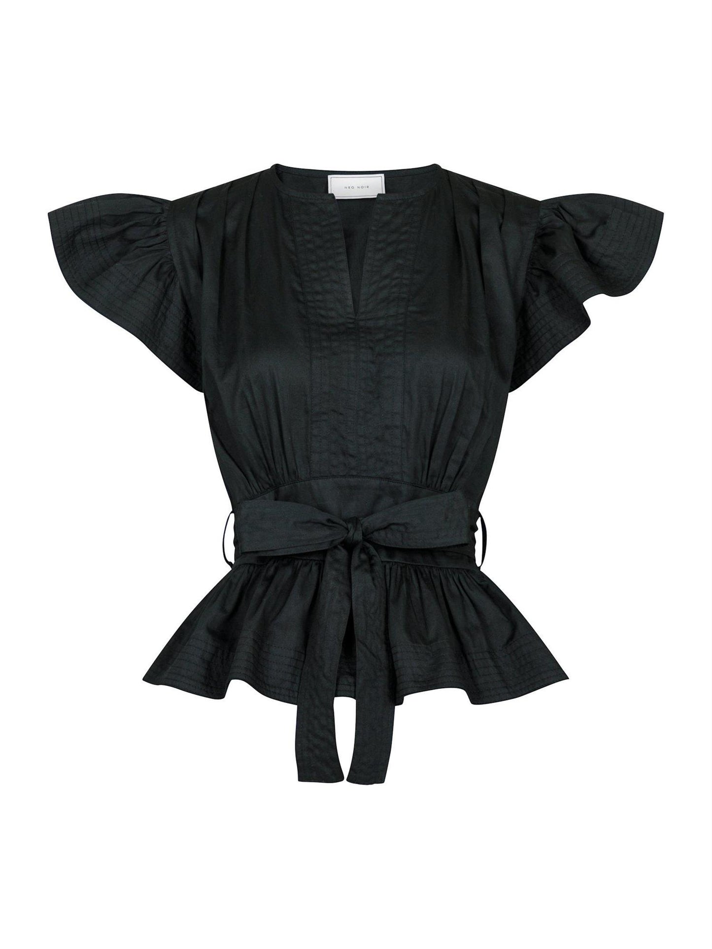 Dalia Cotten Satin Blouse - Black