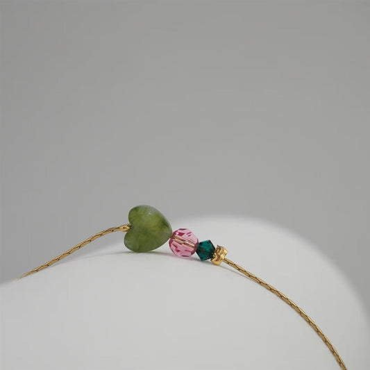 Dainty Cherry Blossom Heart - Pink / Green