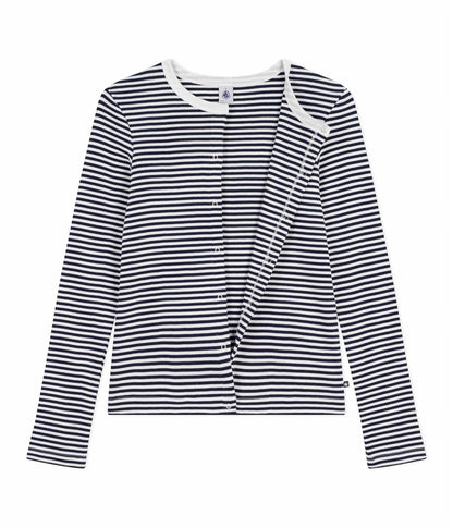 Cardigan Ribbed - Blue/ White
