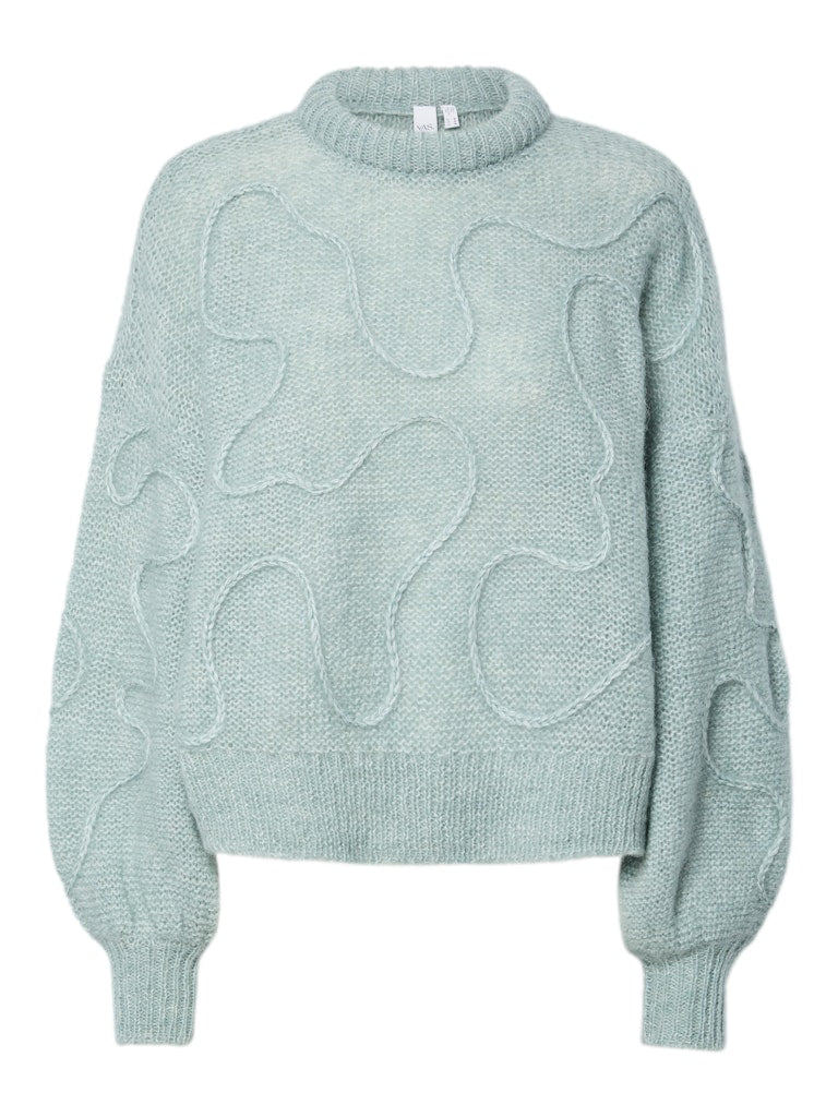 YASBRIDA LS WOOL BLEND KNIT PULLOVER - SILVER BLUE