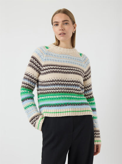 YASBIBI KNIT PULLOVER - BROW/GREEN MULTI