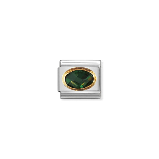 LINK, EMERALD GREEN OVAL STONE