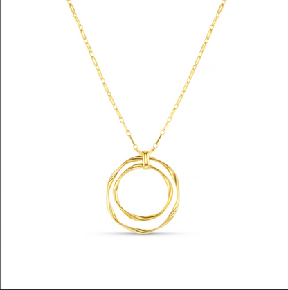 Statement ribbon interlocking open long necklace