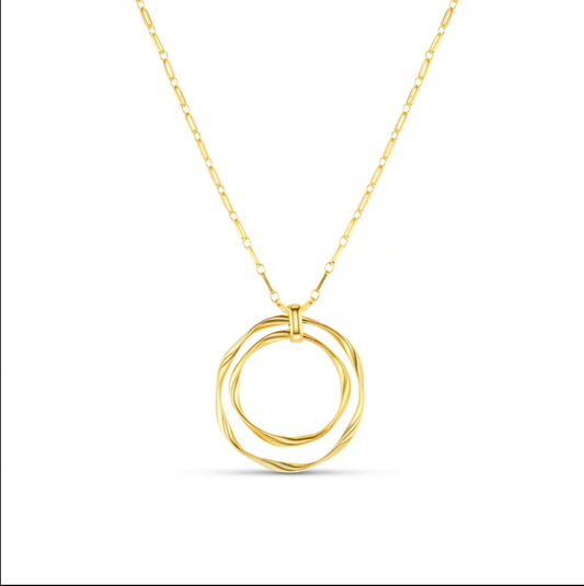 Statement ribbon interlocking open long necklace