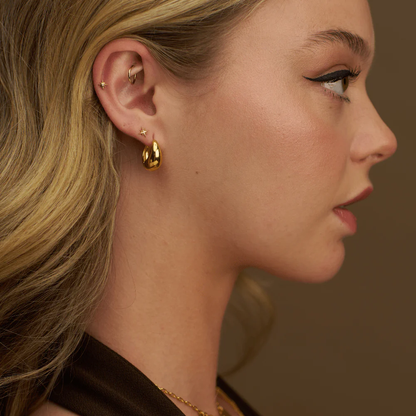 Polished Domed Taper Gold Hoops