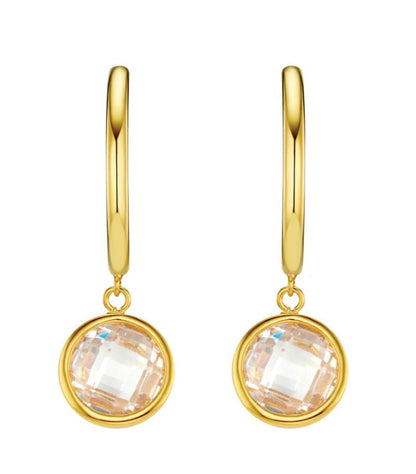Crystal drop mid-size hoop earrings