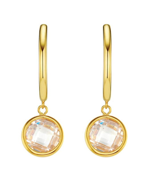 Crystal drop mid-size hoop earrings