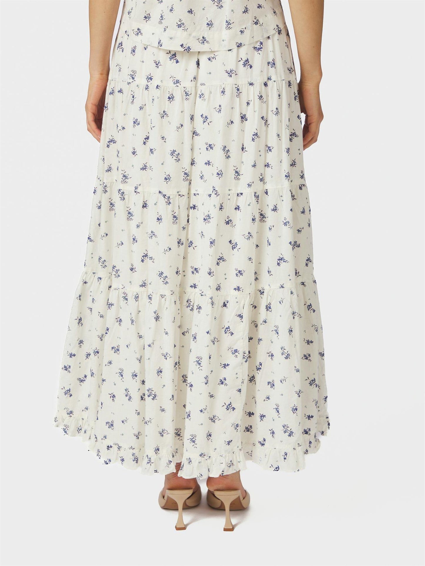 Asta Small Blossom Skirt - White Blue