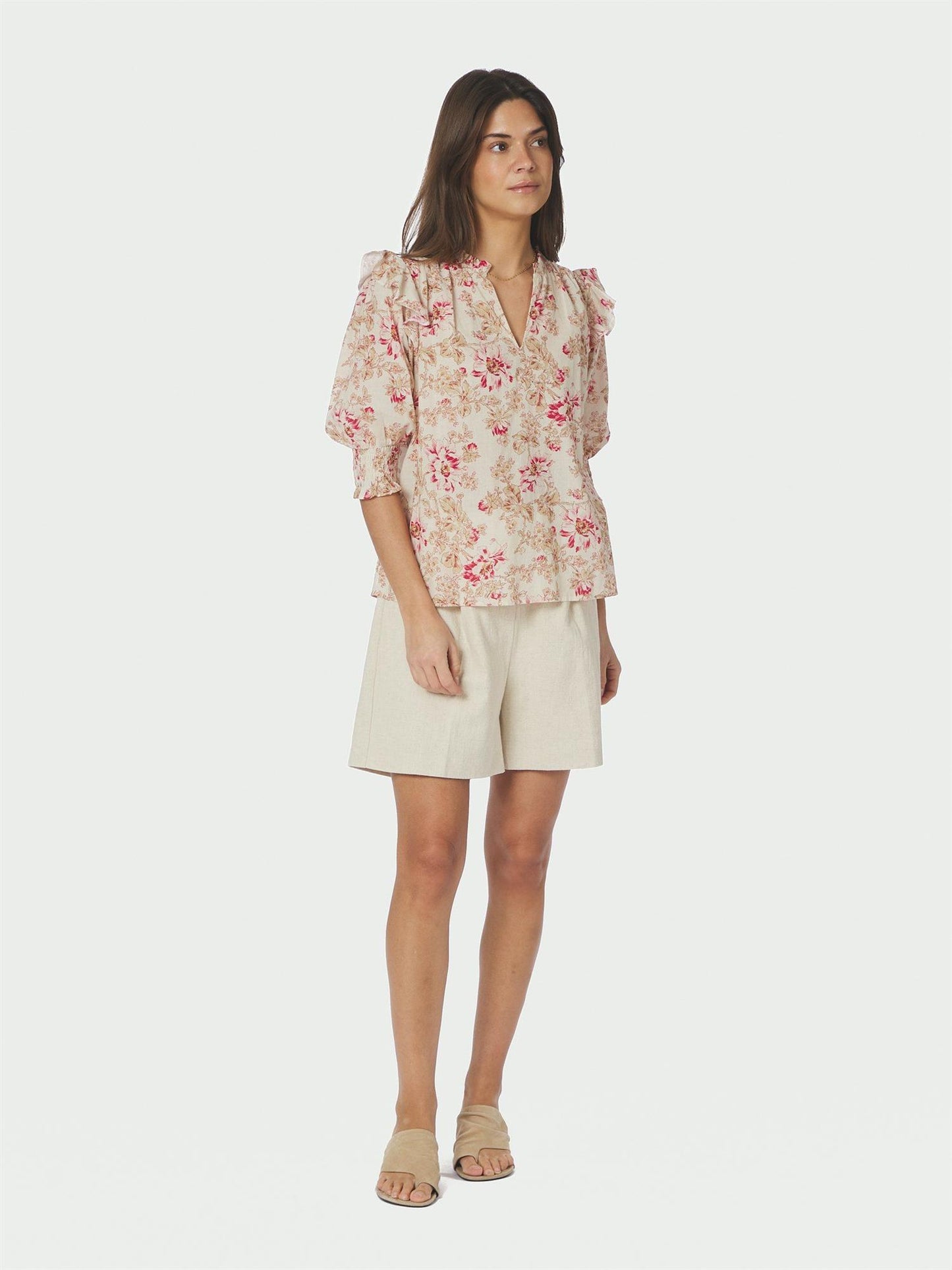 Davina Flower Rose Blouse - Rose