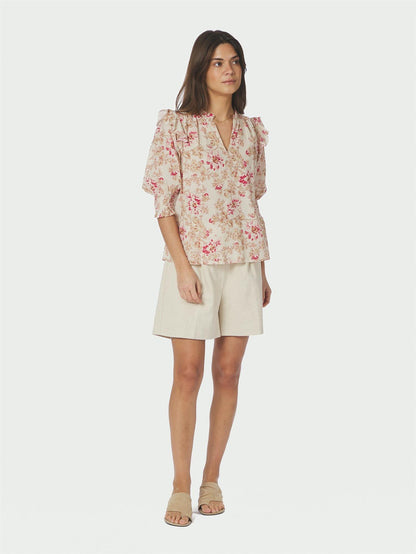 Davina Flower Rose Blouse - Rose