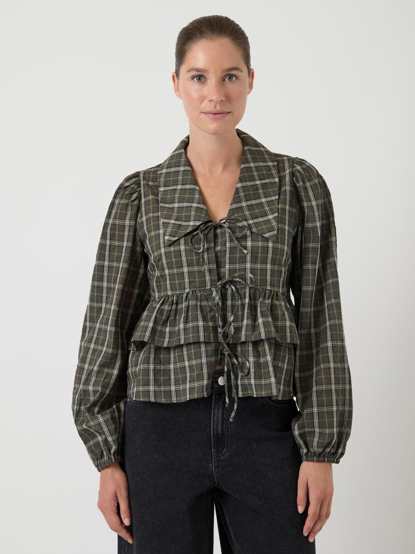 YASCINNA LS TIE TOP - FOREST NIGHT