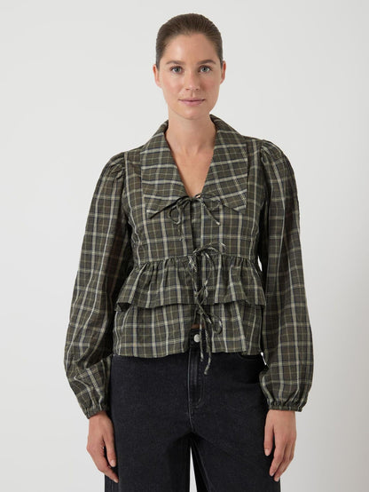 YASCINNA LS TIE TOP - FOREST NIGHT