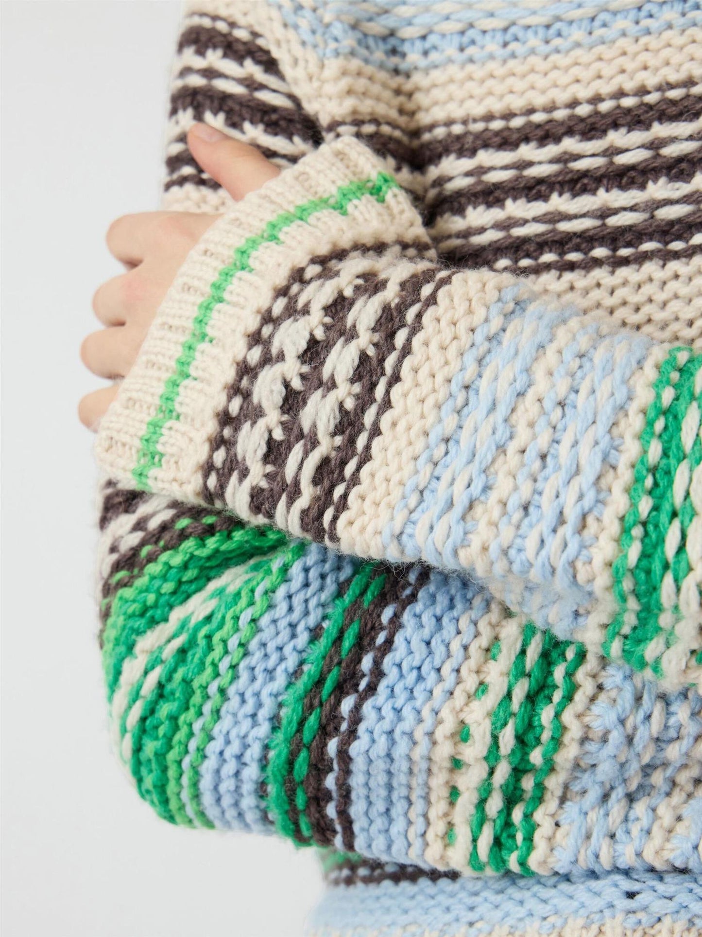 YASBIBI KNIT PULLOVER - BROW/GREEN MULTI