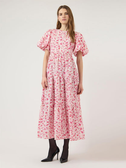 YASCOLEA SS ANKLE DRESS - PRISTINE/ DONNA