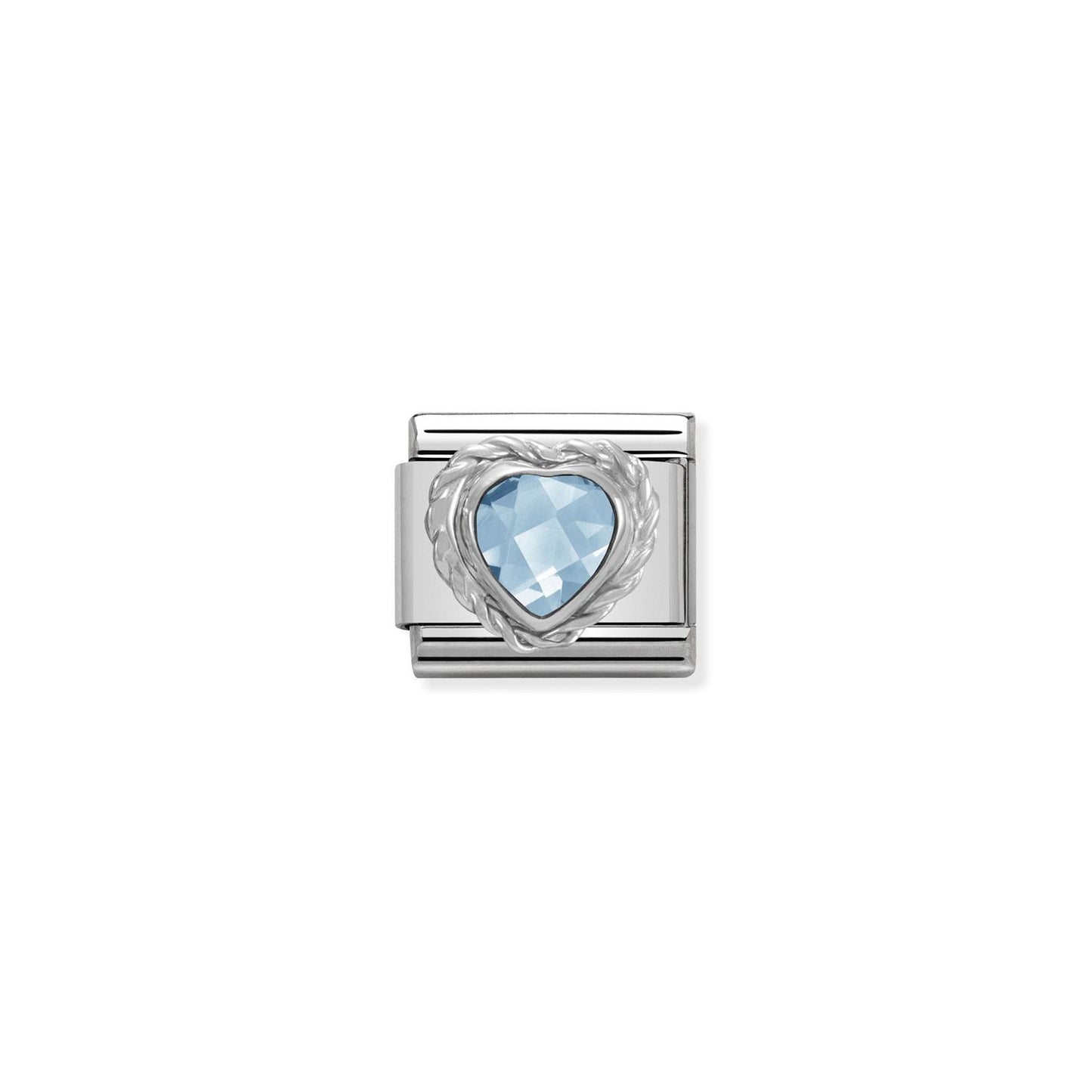 LINK, HEART-SHAPED LIGHT BLUE STONE