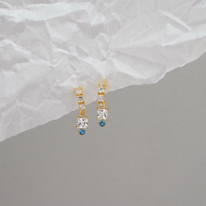 Blue Dot Square Hoops