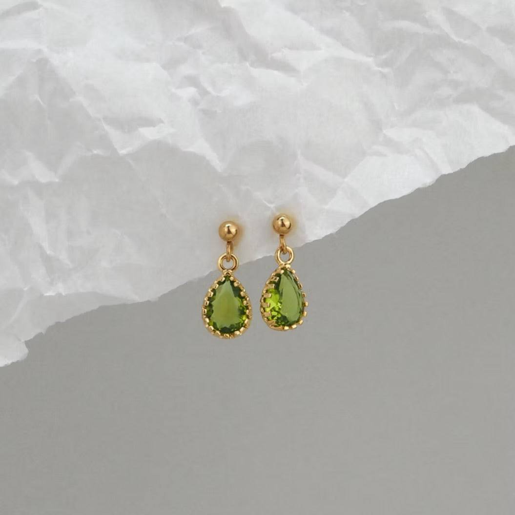 Apple Green Rain Drop Stud