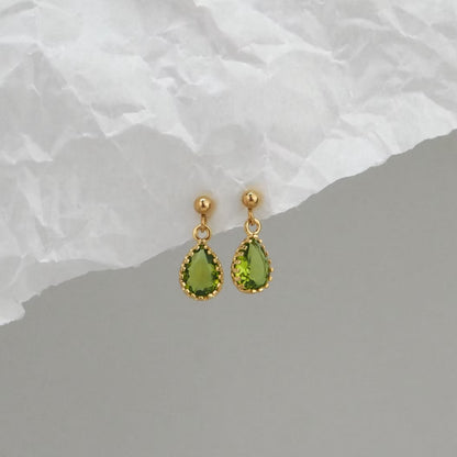 Apple Green Rain Drop Stud
