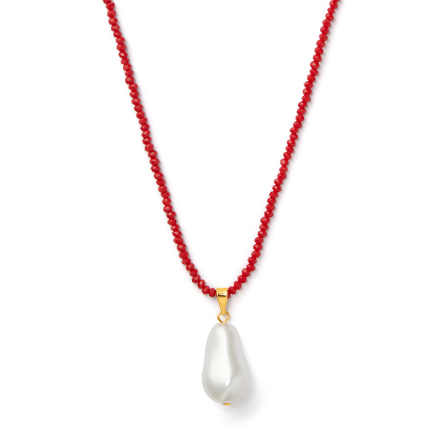 Faceted Bead & Jumbo Pearl Necklace